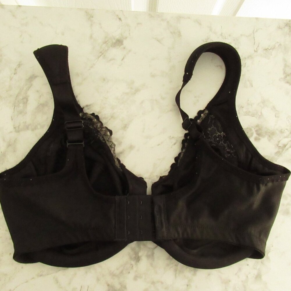 Glamorise Bra 34F Black Lace Underwire - Picture 2 of 4